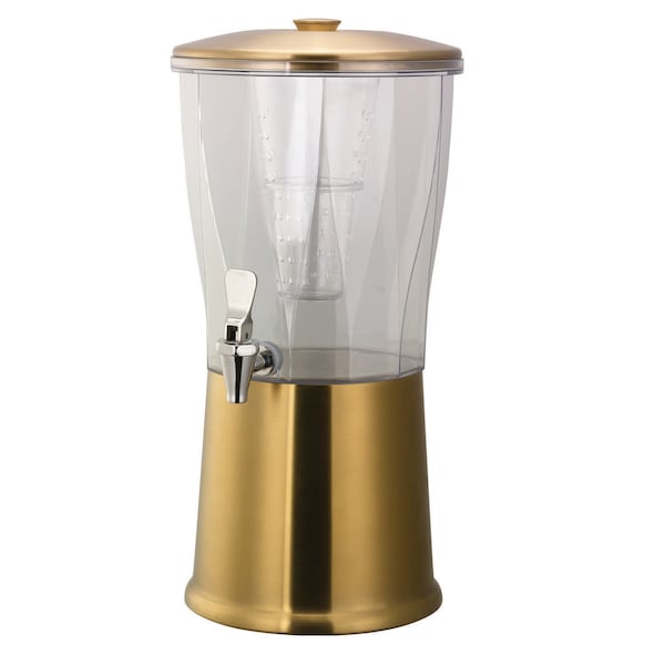 Beverage Dispenser, Round, 3 Gallon with Infuser Tube, Stainless Steel, Vintage Gold